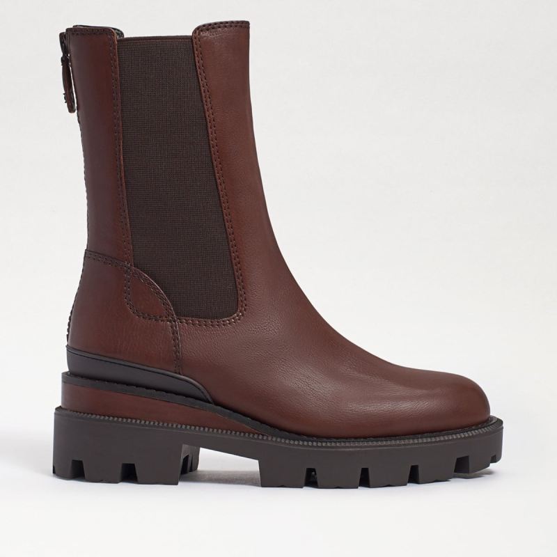 Sam Edelman Genia Lug Sole Chelsea Boot-Dark Brown Leather