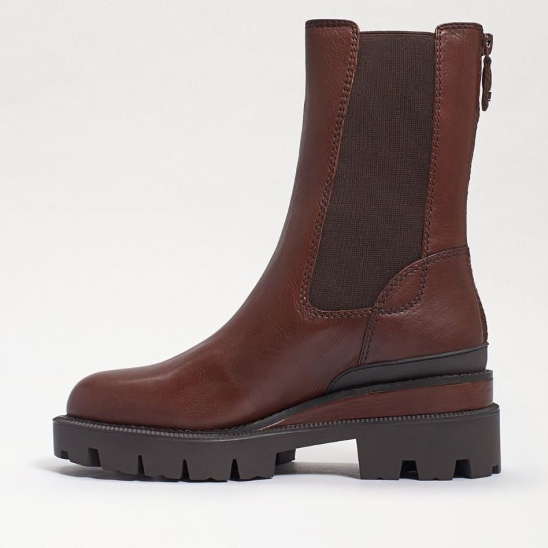 Sam Edelman Genia Lug Sole Chelsea Boot-Dark Brown Leather