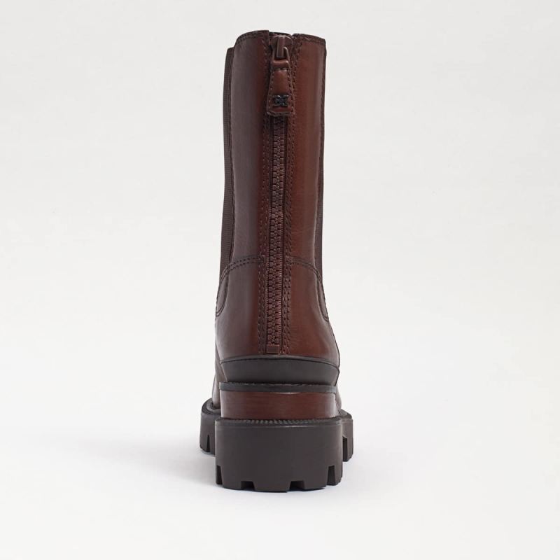 Sam Edelman Genia Lug Sole Chelsea Boot-Dark Brown Leather