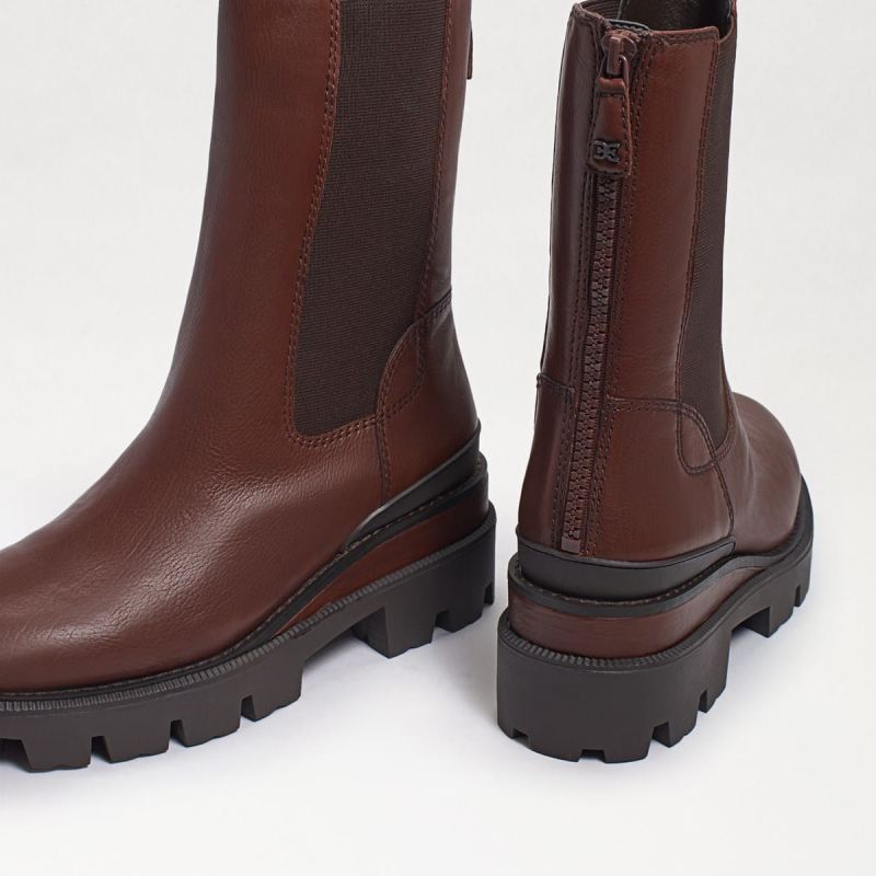 Sam Edelman Genia Lug Sole Chelsea Boot-Dark Brown Leather
