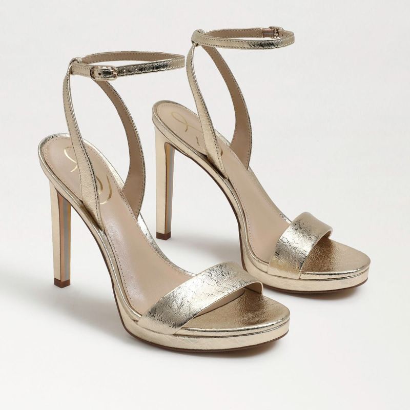 Sam Edelman Jade Ankle Strap Heel-Gold Leaf Leather - Click Image to Close
