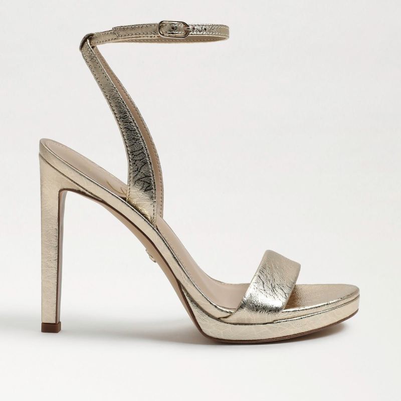 Sam Edelman Jade Ankle Strap Heel-Gold Leaf Leather