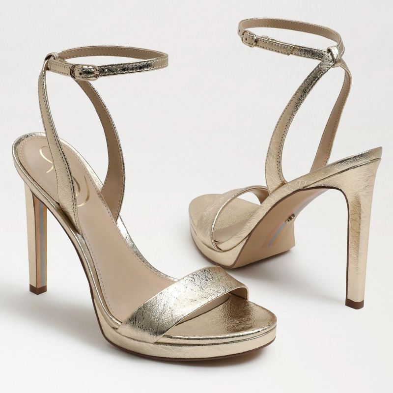 Sam Edelman Jade Ankle Strap Heel-Gold Leaf Leather
