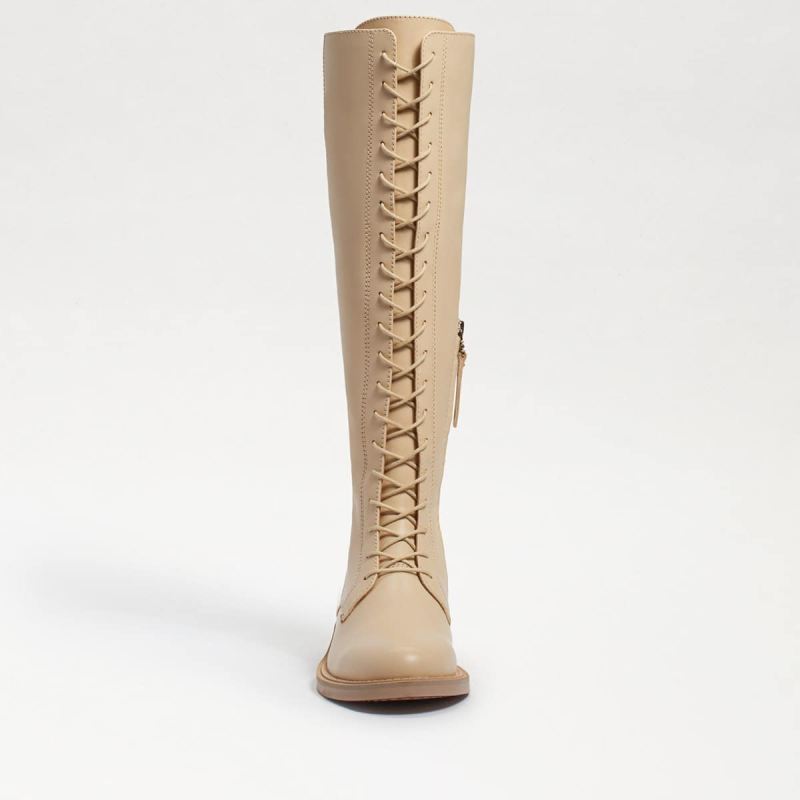 Sam Edelman Nance Tall Lace-up Boot-Eggshell Leather