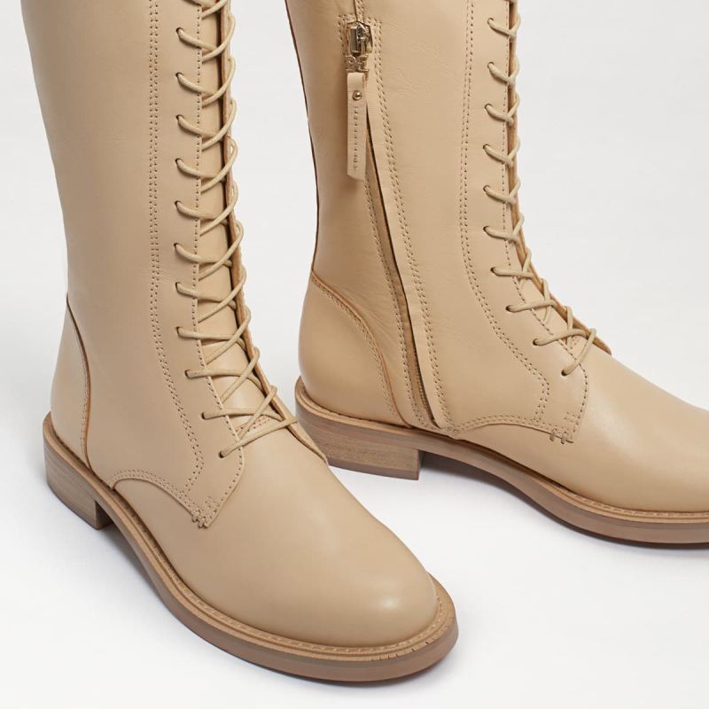 Sam Edelman Nance Tall Lace-up Boot-Eggshell Leather