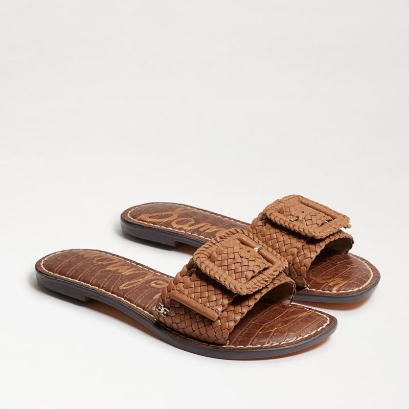 Sam Edelman Gabriela Woven Slide Sandal-Lt Cuoio Brown Leather