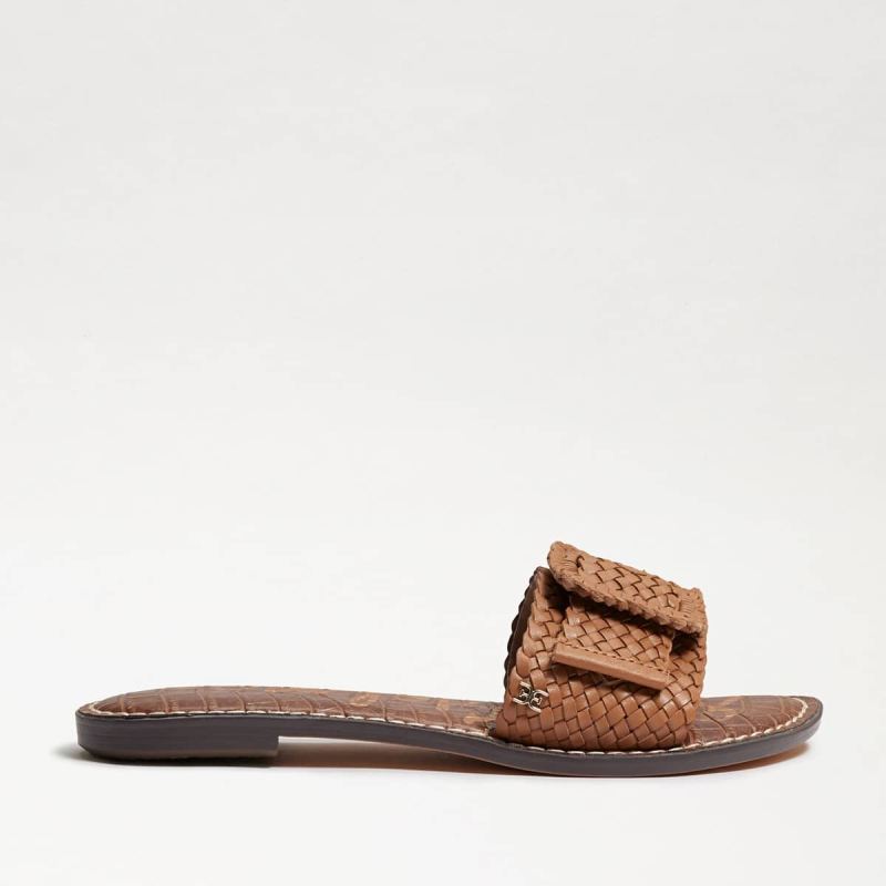 Sam Edelman Gabriela Woven Slide Sandal-Lt Cuoio Brown Leather