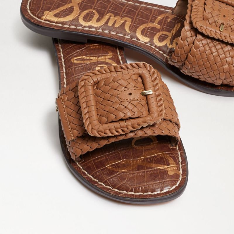 Sam Edelman Gabriela Woven Slide Sandal-Lt Cuoio Brown Leather