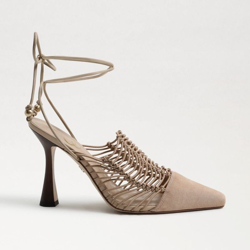 Sam Edelman Trinity Ankle Strap Pointed Toe Pump-Sesame Suede