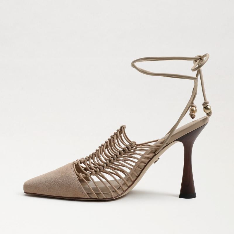 Sam Edelman Trinity Ankle Strap Pointed Toe Pump-Sesame Suede