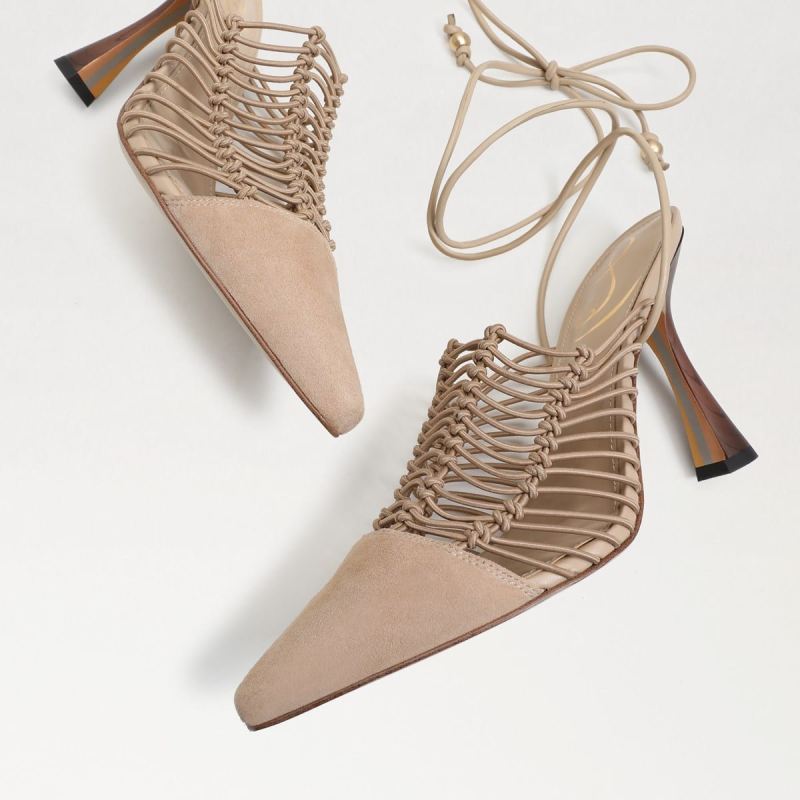 Sam Edelman Trinity Ankle Strap Pointed Toe Pump-Sesame Suede