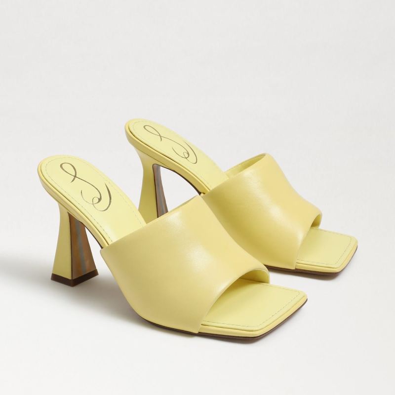 Sam Edelman Carmen Mule Heel Sandal-Butter Yellow Leather - Click Image to Close