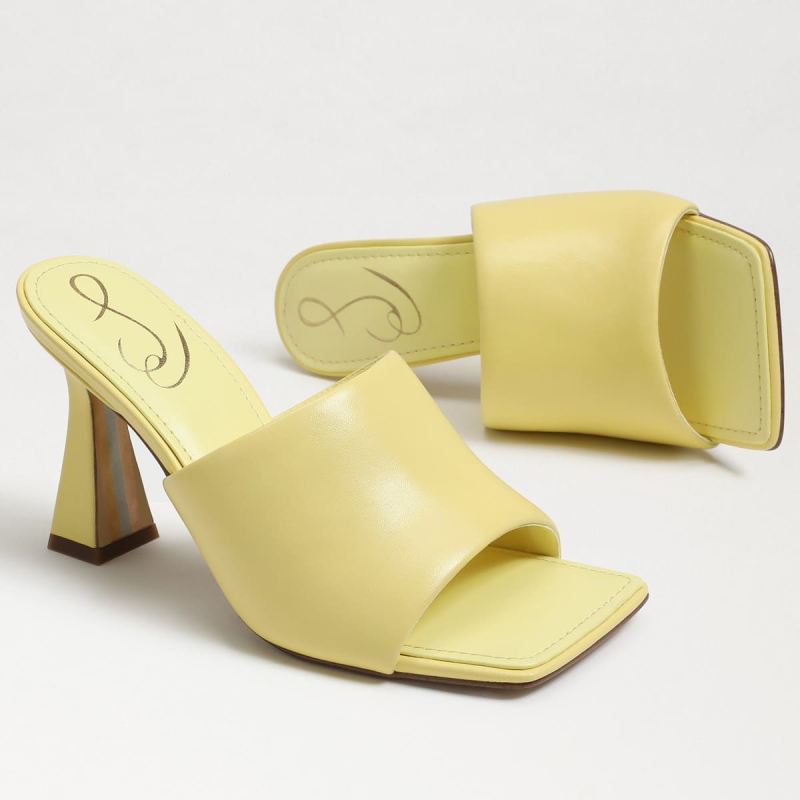 Sam Edelman Carmen Mule Heel Sandal-Butter Yellow Leather