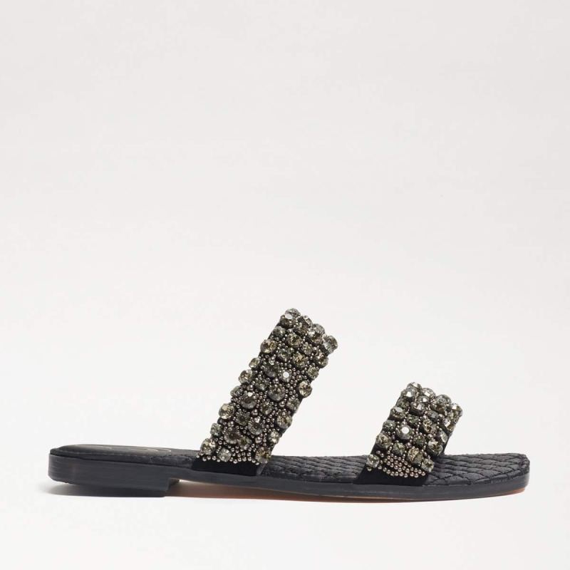 Sam Edelman Ezel Embellished Slide Sandal-Black Suede