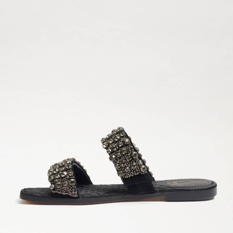Sam Edelman Ezel Embellished Slide Sandal-Black Suede