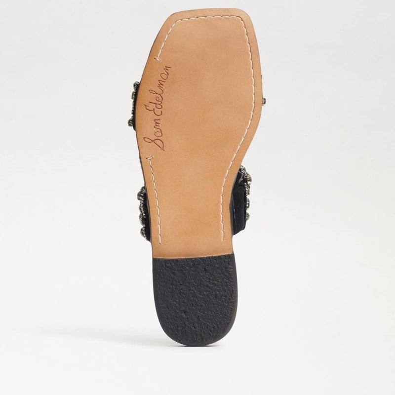 Sam Edelman Ezel Embellished Slide Sandal-Black Suede