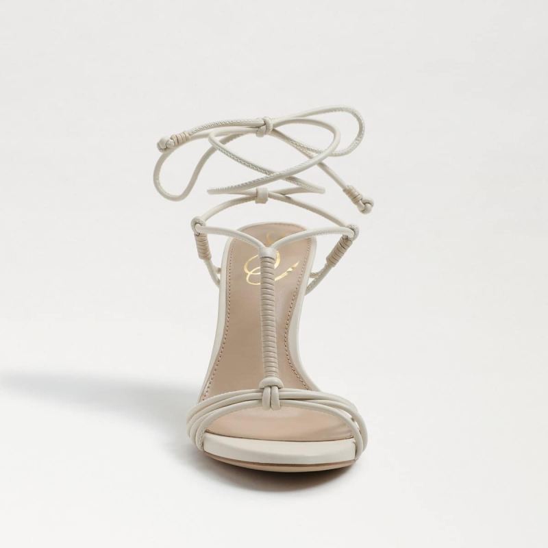Sam Edelman Safiya Lace Up Stiletto Heel-Ivory/Beige Leather