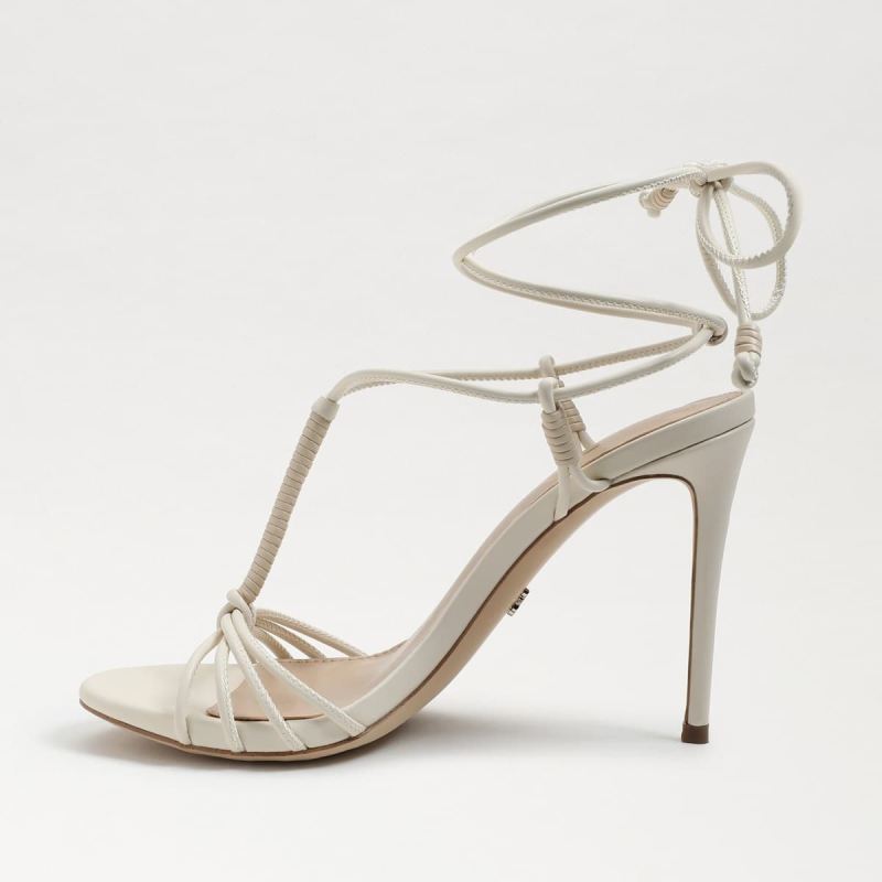 Sam Edelman Safiya Lace Up Stiletto Heel-Ivory/Beige Leather