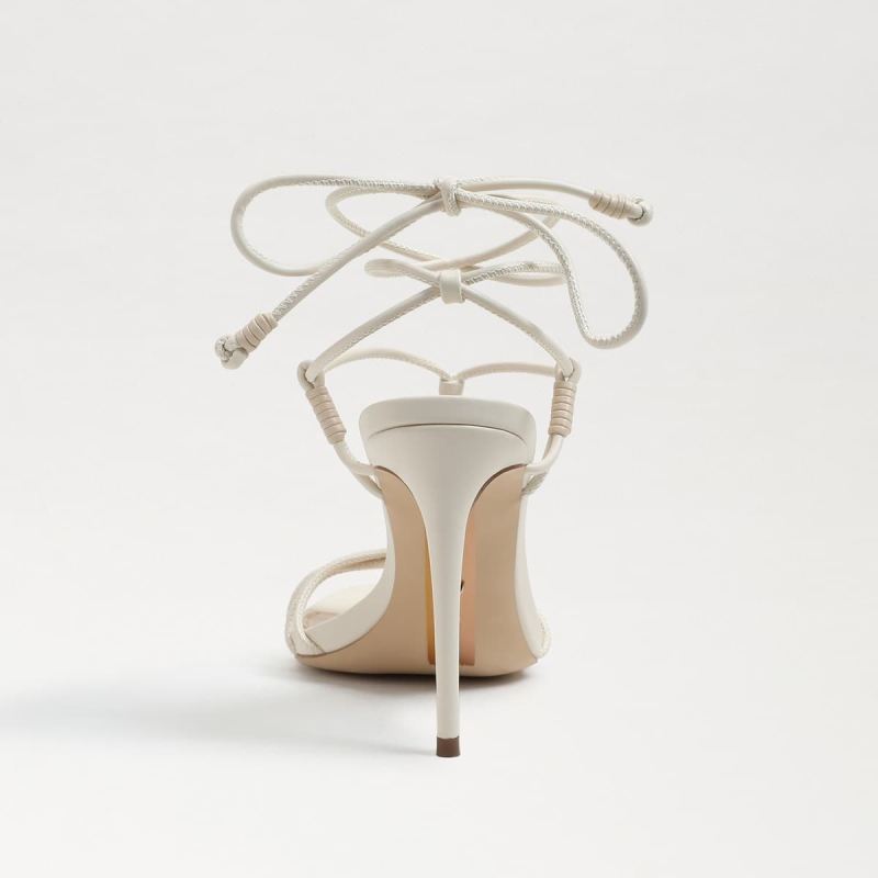 Sam Edelman Safiya Lace Up Stiletto Heel-Ivory/Beige Leather