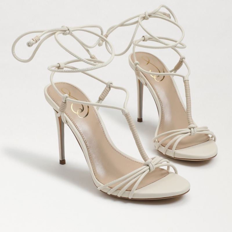 Sam Edelman Safiya Lace Up Stiletto Heel-Ivory/Beige Leather