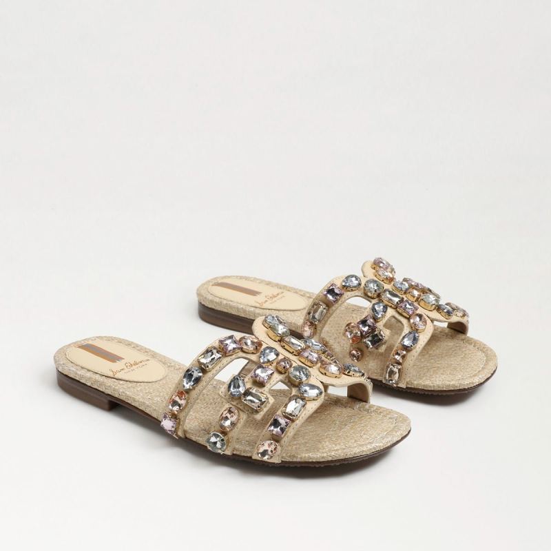 Sam Edelman Bay Embellished Slide Sandal-Eggshell Leather