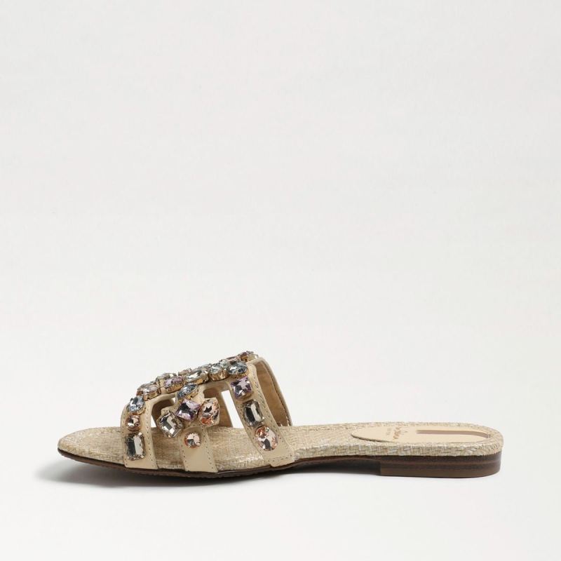 Sam Edelman Bay Embellished Slide Sandal-Eggshell Leather