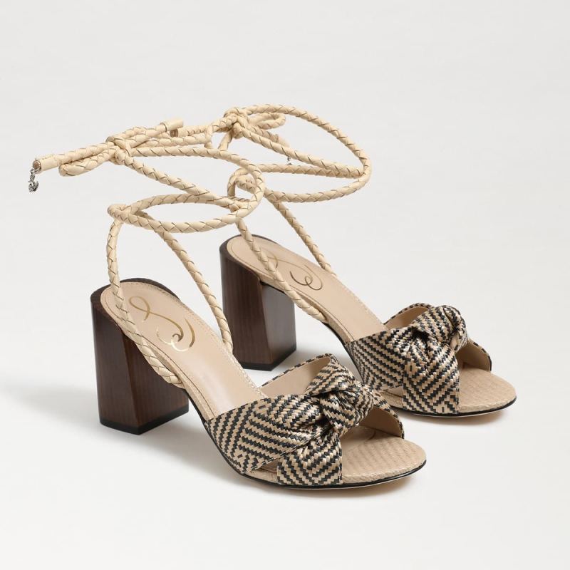 Sam Edelman Bodhi Block Heel Sandal-Natural/Black Raffia