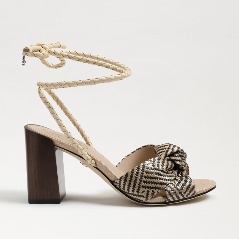 Sam Edelman Bodhi Block Heel Sandal-Natural/Black Raffia