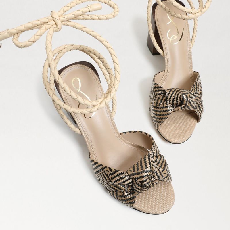 Sam Edelman Bodhi Block Heel Sandal-Natural/Black Raffia