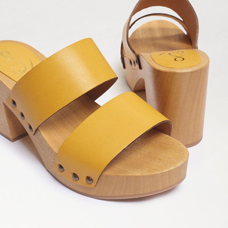 Sam Edelman Brandy Mule Heeled Sandal-Yellow Leather