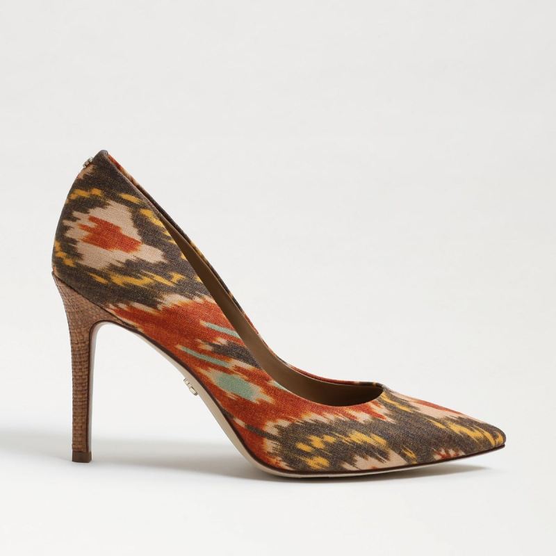 Sam Edelman Hazel Pointed Toe Heel-Sunset Orange Ikat