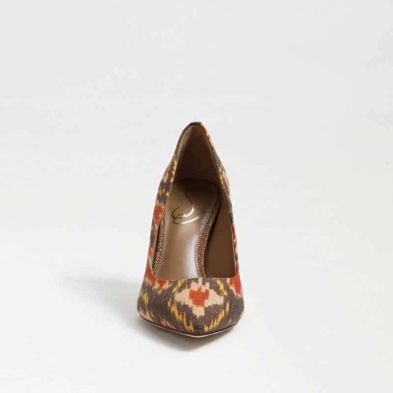 Sam Edelman Hazel Pointed Toe Heel-Sunset Orange Ikat