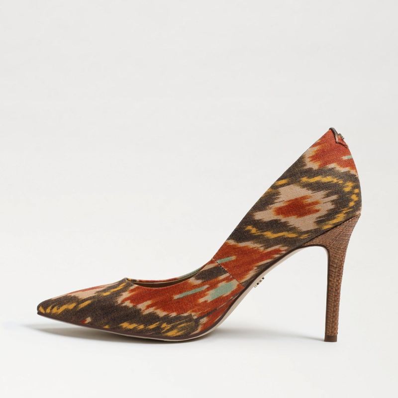 Sam Edelman Hazel Pointed Toe Heel-Sunset Orange Ikat