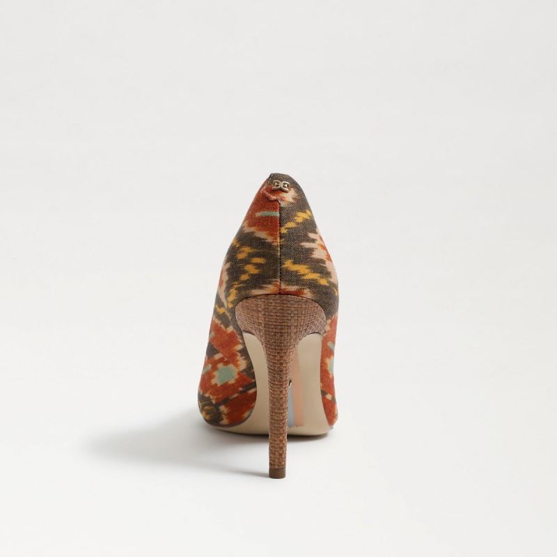 Sam Edelman Hazel Pointed Toe Heel-Sunset Orange Ikat