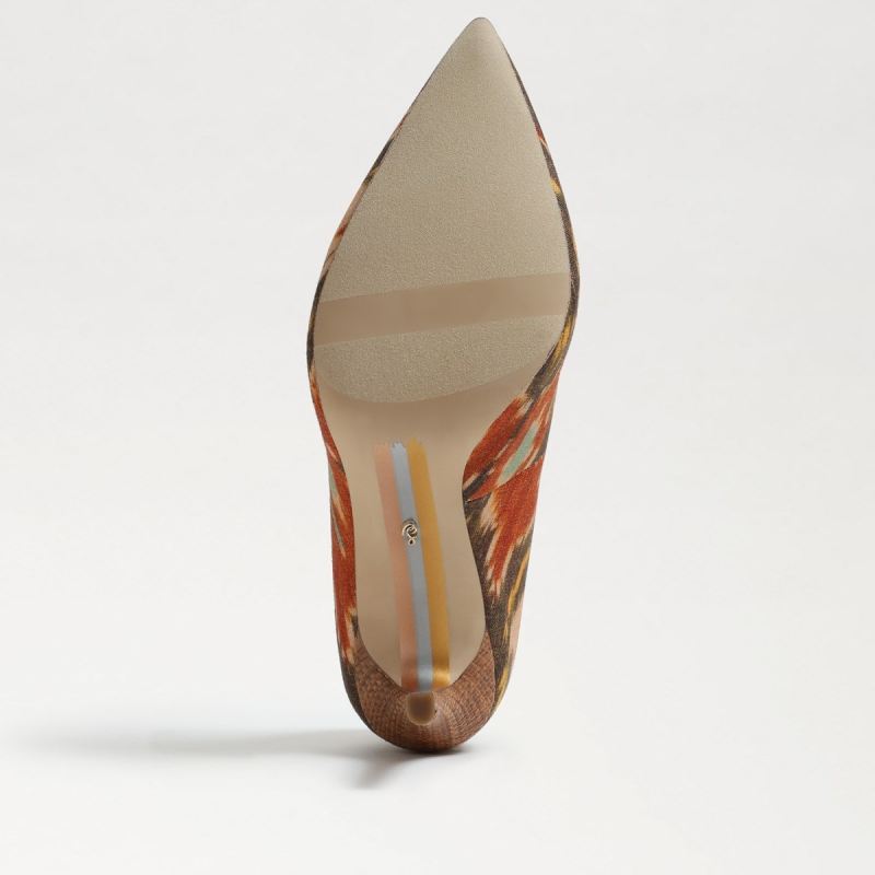 Sam Edelman Hazel Pointed Toe Heel-Sunset Orange Ikat