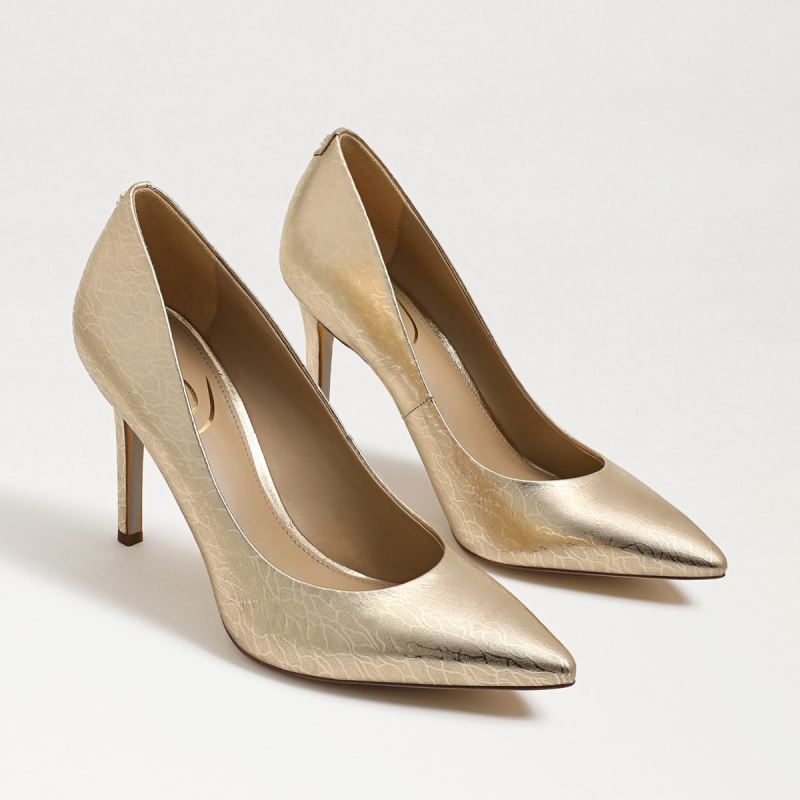 Sam Edelman Hazel Pointed Toe Heel-Gold Leaf Leather - Click Image to Close