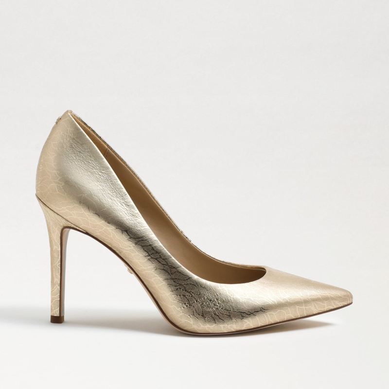 Sam Edelman Hazel Pointed Toe Heel-Gold Leaf Leather