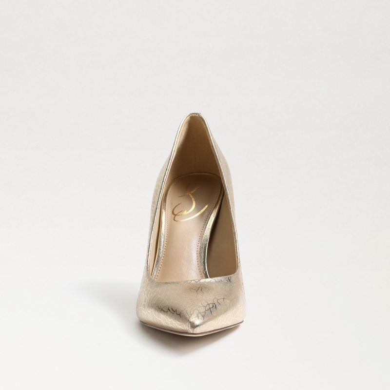 Sam Edelman Hazel Pointed Toe Heel-Gold Leaf Leather