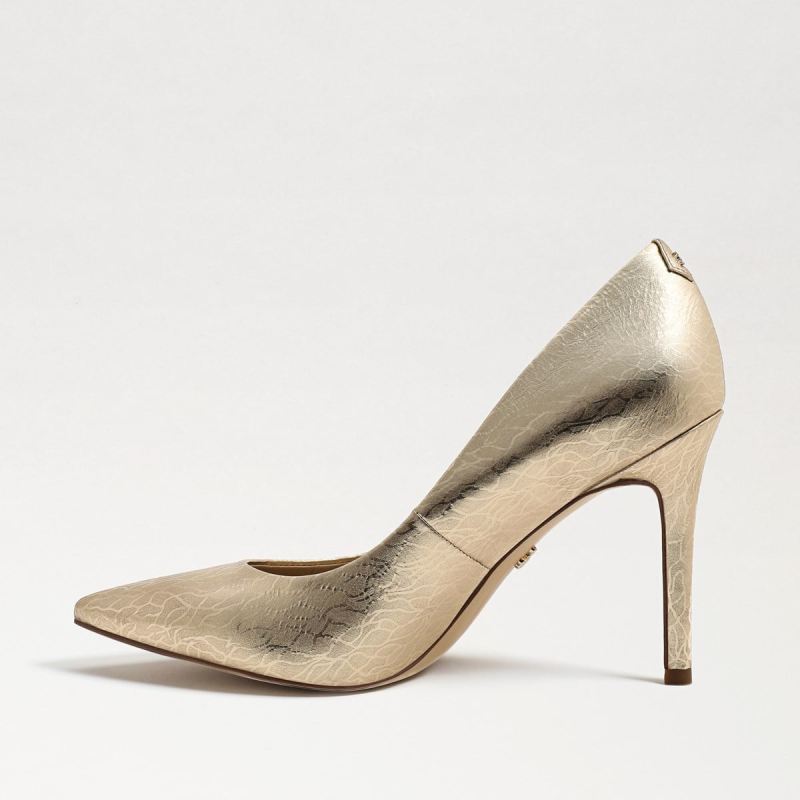 Sam Edelman Hazel Pointed Toe Heel-Gold Leaf Leather