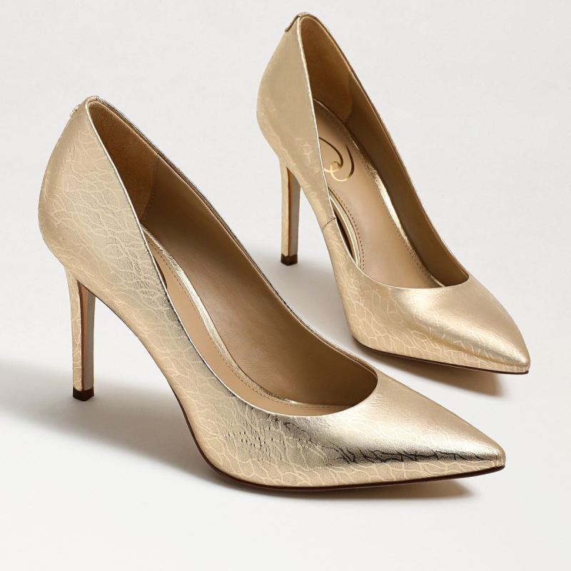 Sam Edelman Hazel Pointed Toe Heel-Gold Leaf Leather