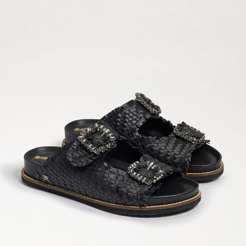 Sam Edelman Oaklyn Embezzled Slide Sandal-Black - Click Image to Close