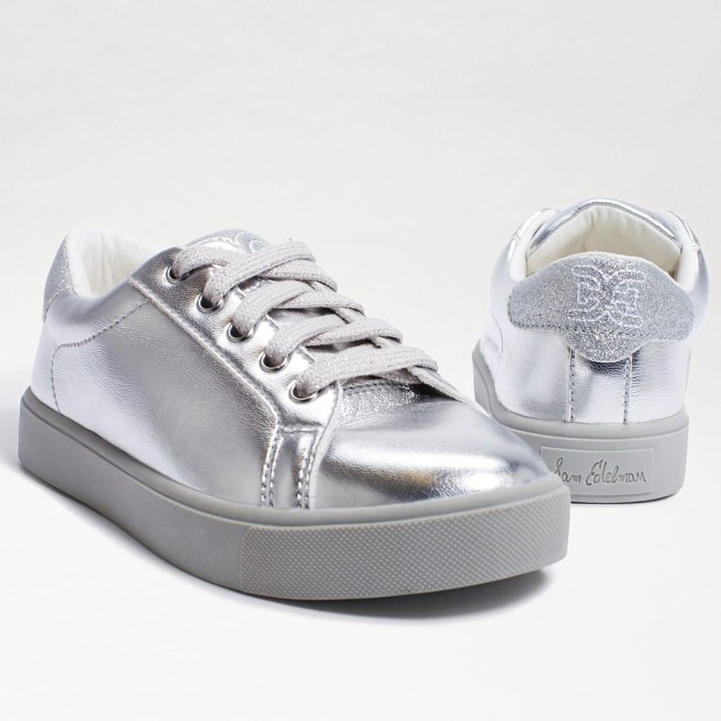 Sam Edelman Ethyl Kids Sneaker-Soft Silver Leather