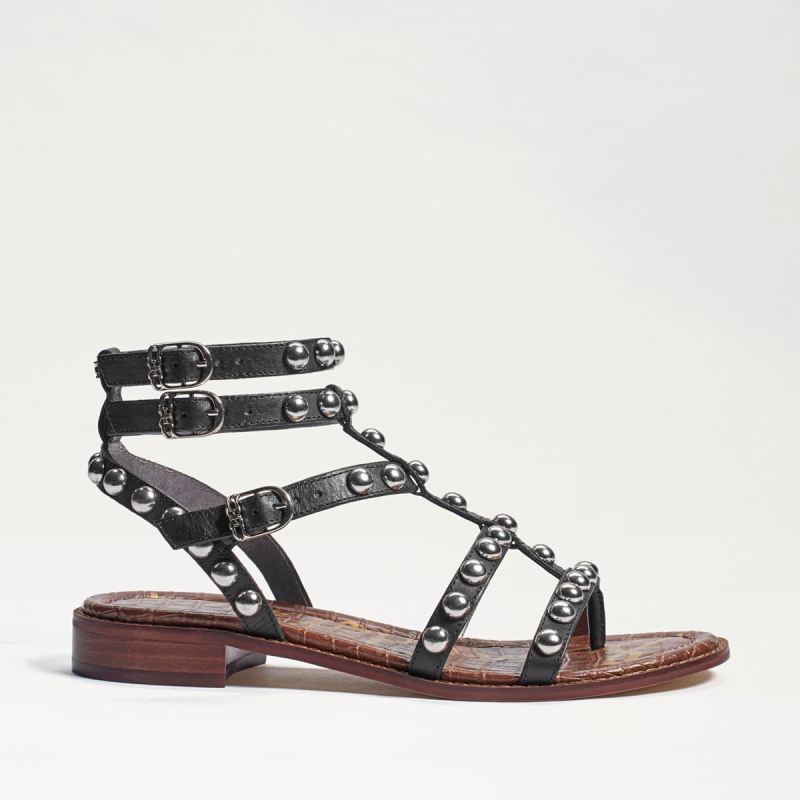 Sam Edelman Eavan Studded Gladiator Sandal-Black Leather