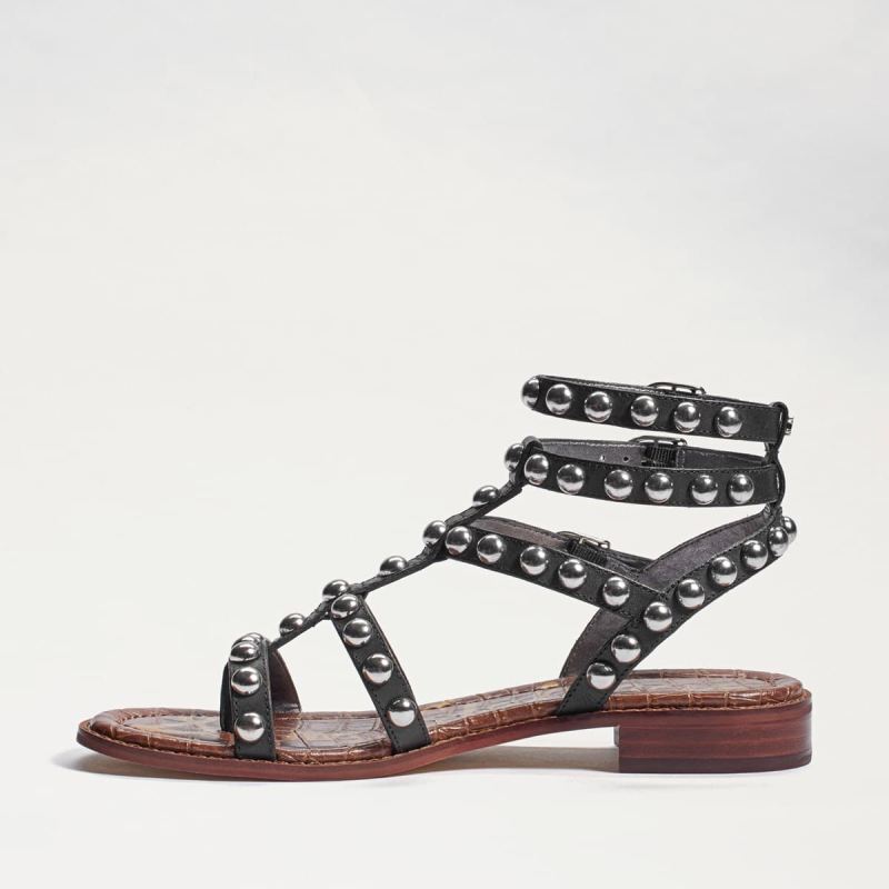 Sam Edelman Eavan Studded Gladiator Sandal-Black Leather