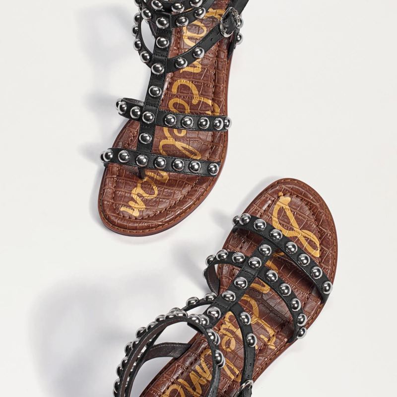 Sam Edelman Eavan Studded Gladiator Sandal-Black Leather