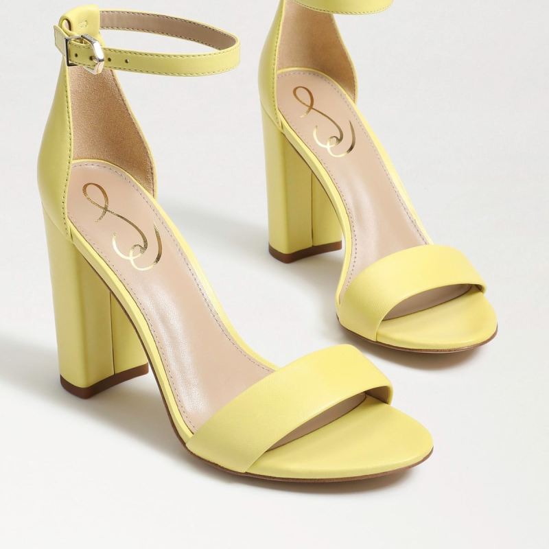 Sam Edelman Yaro Block Heel Sandal-Butter Yellow Leather