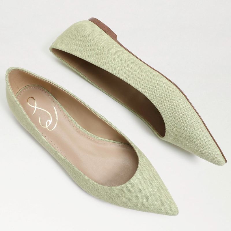 Sam Edelman Wanda Pointed Toe Flat-Pistachio Linen