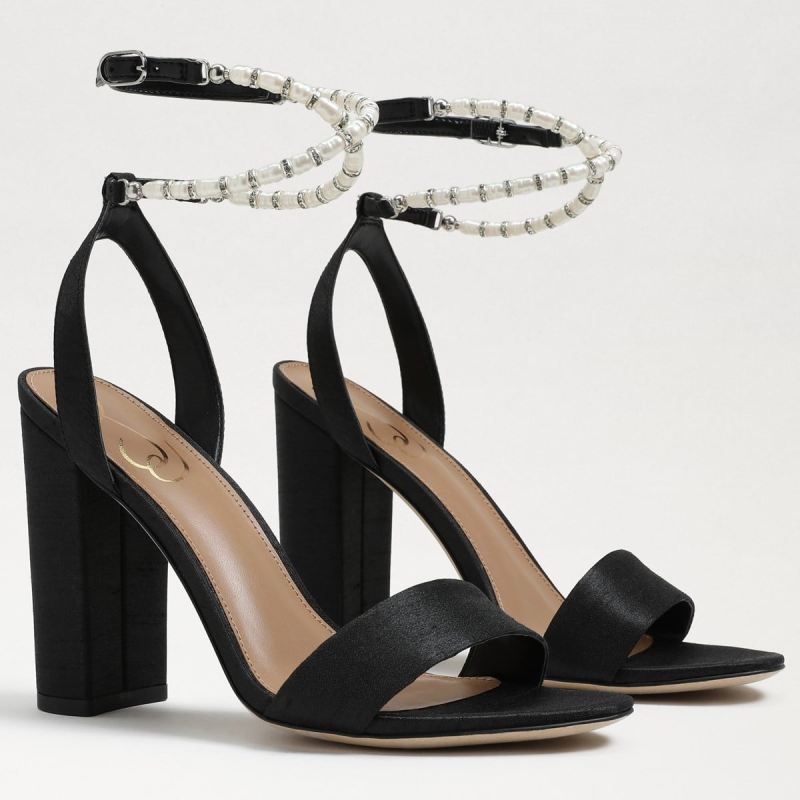 Sam Edelman Yanelli Block Heel Sandal-Black Silk