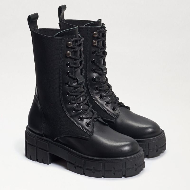 Sam Edelman Nakita Combat Boot-Black Leather - Click Image to Close