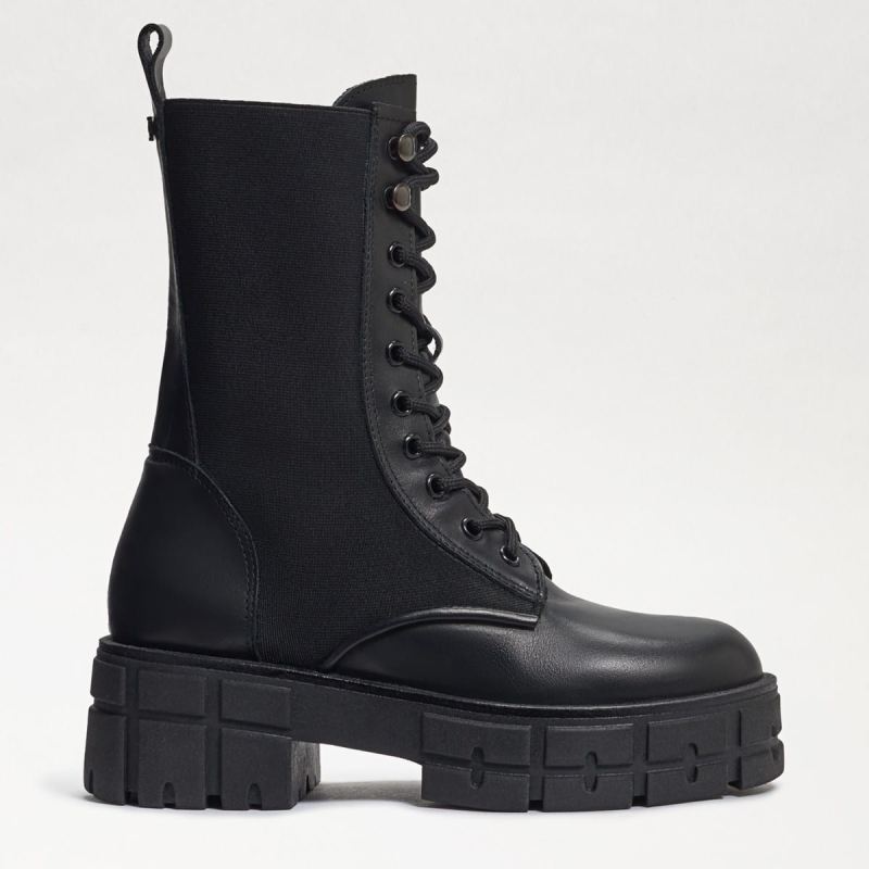 Sam Edelman Nakita Combat Boot-Black Leather